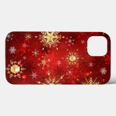 Weihnachten Goldene Schneeflocken im roten Hinterg Case-Mate iPhone Hülle (Rückseite (Horizontal))