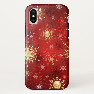 Weihnachten Goldene Schneeflocken im roten Hinterg Case-Mate iPhone Hülle