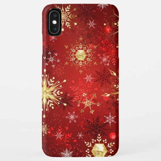 Weihnachten Goldene Schneeflocken im roten Hinterg Case-Mate iPhone Hülle (Rückseite)