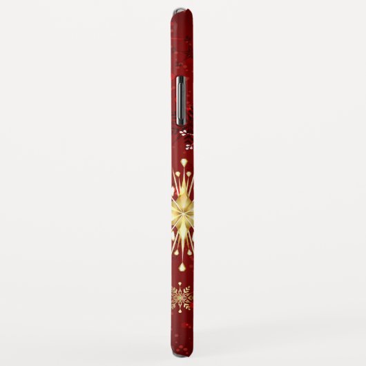 Weihnachten Goldene Schneeflocken im roten Hinterg Case-Mate iPhone Hülle (Hinten/Rechts)