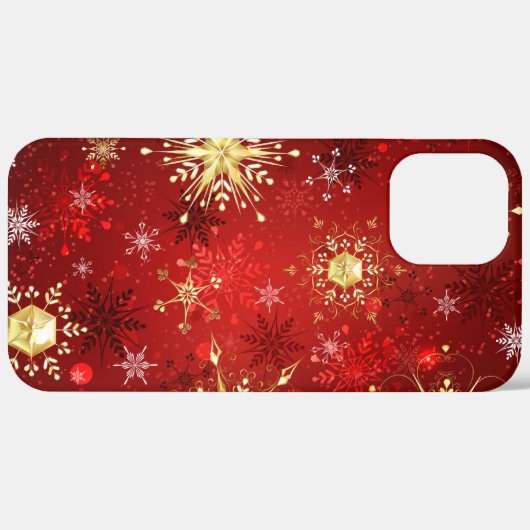 Weihnachten Goldene Schneeflocken im roten Hinterg Case-Mate iPhone Hülle (Rückseite / Rechts)