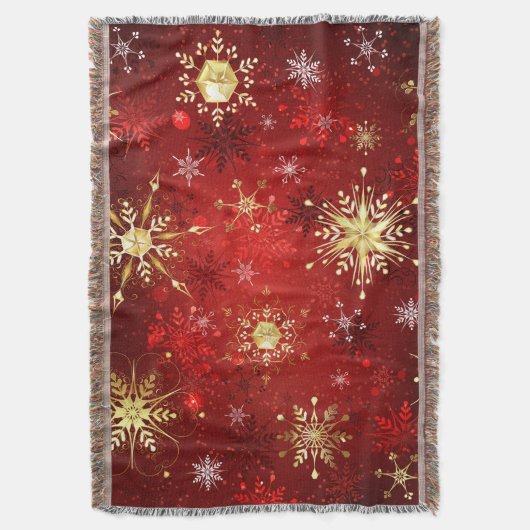 Weihnachten Goldene Schneeflocken im roten Hinterg Decke (Vorderseite Vertikal)