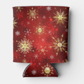 Weihnachten Goldene Schneeflocken im roten Hinterg Dosenkühler (Vorderseite)