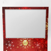 Weihnachten Goldene Schneeflocken im roten Hinterg Dreifach Gefaltete Ankündigung (Innen Erste Seite)