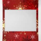 Weihnachten Goldene Schneeflocken im roten Hinterg Dreifach Gefaltete Ankündigung (Innenseite Mitte)