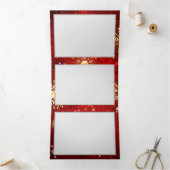 Weihnachten Goldene Schneeflocken im roten Hinterg Dreifach-gefaltete Programmkarte (Innenseite)