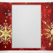 Weihnachten Goldene Schneeflocken im roten Hinterg Dreifach Gefaltete Urlaubskarte (Innenseite Mitte)