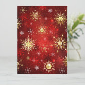 Weihnachten Goldene Schneeflocken im roten Hinterg Einladung (Stehend Vorderseite)