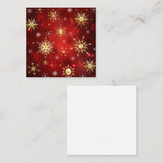 Weihnachten Goldene Schneeflocken im roten Hinterg Empfehlungskarte (Vorne/Hinten)