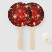 Weihnachten Goldene Schneeflocken im roten Hinterg Fächer (Vorne und Hinten)