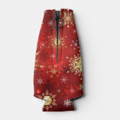 Weihnachten Goldene Schneeflocken im roten Hinterg Flaschenkühler (Rückseite)