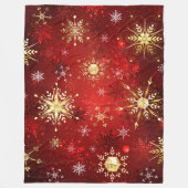 Weihnachten Goldene Schneeflocken im roten Hinterg Fleecedecke (Vorderseite)