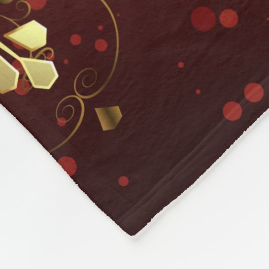 Weihnachten Goldene Schneeflocken im roten Hinterg Fleecedecke (Ecke)