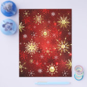 Weihnachten Goldene Schneeflocken im roten Hinterg Flyer (Einzeln)