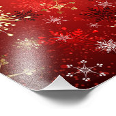 Weihnachten Goldene Schneeflocken im roten Hinterg Fotodruck (Ecke)