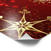 Weihnachten Goldene Schneeflocken im roten Hinterg Fotodruck (Ecke)