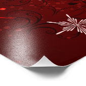 Weihnachten Goldene Schneeflocken im roten Hinterg Fotodruck (Ecke)