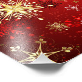 Weihnachten Goldene Schneeflocken im roten Hinterg Fotodruck (Ecke)