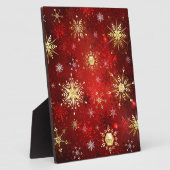 Weihnachten Goldene Schneeflocken im roten Hinterg Fotoplatte (Seite)