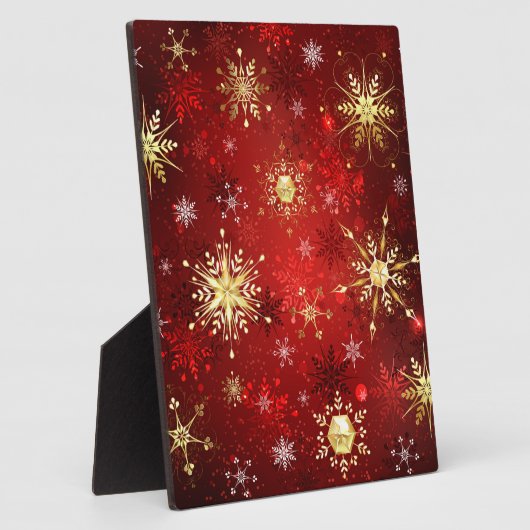 Weihnachten Goldene Schneeflocken im roten Hinterg Fotoplatte (Seite)