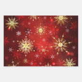 Weihnachten Goldene Schneeflocken im roten Hinterg Geschenkpapier Set (Vorderseite 2)