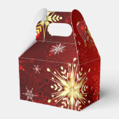Weihnachten Goldene Schneeflocken im roten Hinterg Geschenkschachtel (Rückseite)