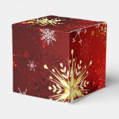 Weihnachten Goldene Schneeflocken im roten Hinterg Geschenkschachtel (Rückseite)