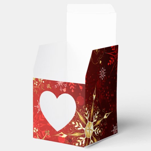 Weihnachten Goldene Schneeflocken im roten Hinterg Geschenkschachtel (Geöffnet)