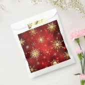 Weihnachten Goldene Schneeflocken im roten Hinterg Geschenktütchen (Versiegelt)