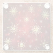 Weihnachten Goldene Schneeflocken im roten Hinterg Glasuntersetzer (Rückseite)