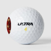 Weihnachten Goldene Schneeflocken im roten Hinterg Golfball (Logo)