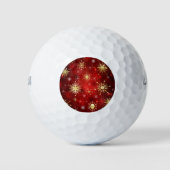 Weihnachten Goldene Schneeflocken im roten Hinterg Golfball (Vorderseite)