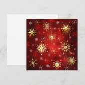 Weihnachten Goldene Schneeflocken im roten Hinterg Hinweiskarte (Vorne/Hinten)