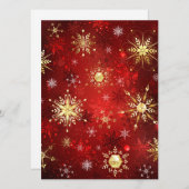 Weihnachten Goldene Schneeflocken im roten Hinterg Hinweiskarte (Vorne/Hinten)