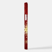 Weihnachten Goldene Schneeflocken im roten Hinterg iPhone Hülle (Rechte Seite)