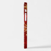 Weihnachten Goldene Schneeflocken im roten Hinterg iPhone Hülle (Linke Seite)