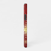 Weihnachten Goldene Schneeflocken im roten Hinterg iPhone Hülle (Rechte Seite)