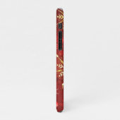 Weihnachten Goldene Schneeflocken im roten Hinterg iPhone Hülle (Linke Seite)