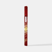 Weihnachten Goldene Schneeflocken im roten Hinterg iPhone Hülle (Rechte Seite)