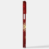 Weihnachten Goldene Schneeflocken im roten Hinterg iPhone Hülle (Rechte Seite)