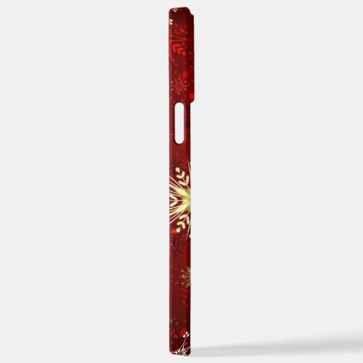 Weihnachten Goldene Schneeflocken im roten Hinterg iPhone Hülle (Rechte Seite)