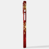 Weihnachten Goldene Schneeflocken im roten Hinterg iPhone Hülle (Linke Seite)