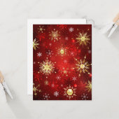 Weihnachten Goldene Schneeflocken im roten Hinterg Karte (Vorderseite/Rückseite Beispiel)