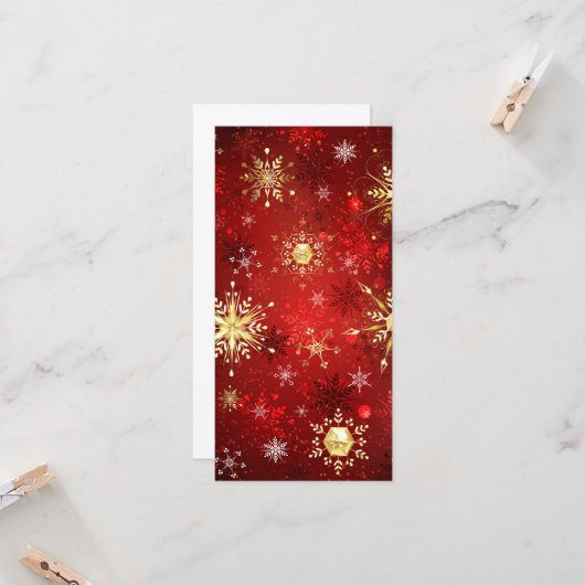 Weihnachten Goldene Schneeflocken im roten Hinterg Karte (Vorderseite/Rückseite Beispiel)