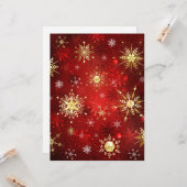 Weihnachten Goldene Schneeflocken im roten Hinterg Karte (Vorderseite/Rückseite Beispiel)