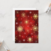 Weihnachten Goldene Schneeflocken im roten Hinterg Karte (Vorderseite/Rückseite Beispiel)