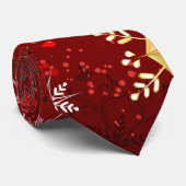 Weihnachten Goldene Schneeflocken im roten Hinterg Krawatte (Gerollt)