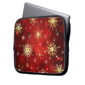 Weihnachten Goldene Schneeflocken im roten Hinterg Laptopschutzhülle (Vorderseite Links)