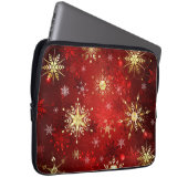 Weihnachten Goldene Schneeflocken im roten Hinterg Laptopschutzhülle (Vorne Rechts)