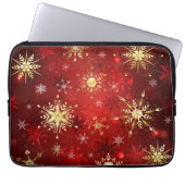 Weihnachten Goldene Schneeflocken im roten Hinterg Laptopschutzhülle (Vorderseite)